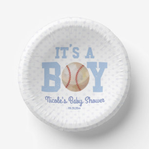 Bols En Carton C'est un garçon ! Baby shower de base-ball bleu