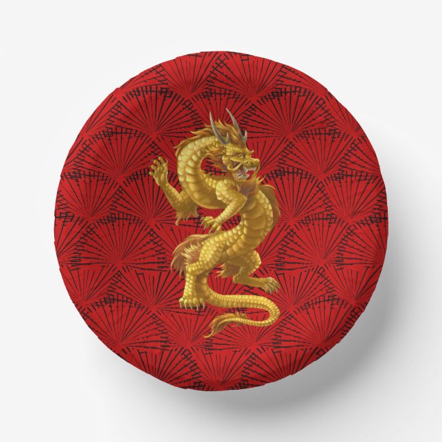 Bols En Carton Chinois Lucky Gold Dragon Bowles en papier (Recto)