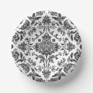 Bols En Carton Chinoiserie Florale Noir & Blanc Aquarelle