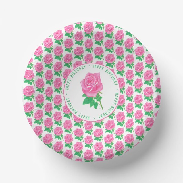 Bols En Carton Chips De Poker Rose Pour Anniversaires (Recto)