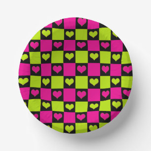 Bols En Carton Coeurs de tableau de bord - Vert citron, rose chau