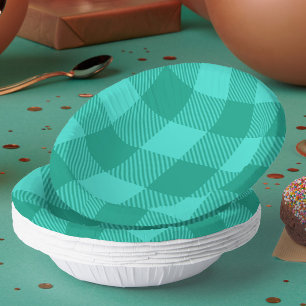 Bols En Carton Conception de carreaux Gingham sarcelle et turquoi