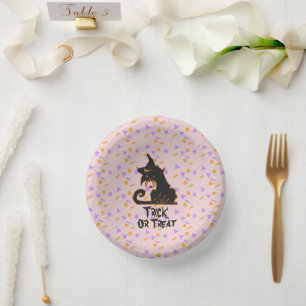 Bols En Carton Confettis pour soirée chat noir Halloween Rose   