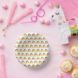 Bols En Carton Couche rose jaune Joyeux gâteau d'anniversaire cha