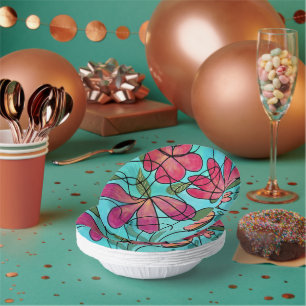 BOLS EN CARTON COULEURS D'EAU NEUROGRAPHIQUES DES FLEURS DE PRINT