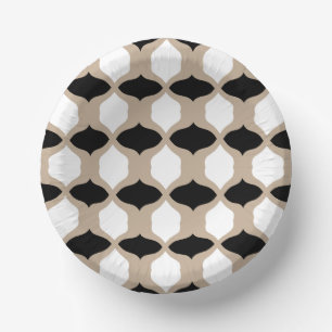 Bols En Carton Courbes douces Motif - Taupe, noir et blanc