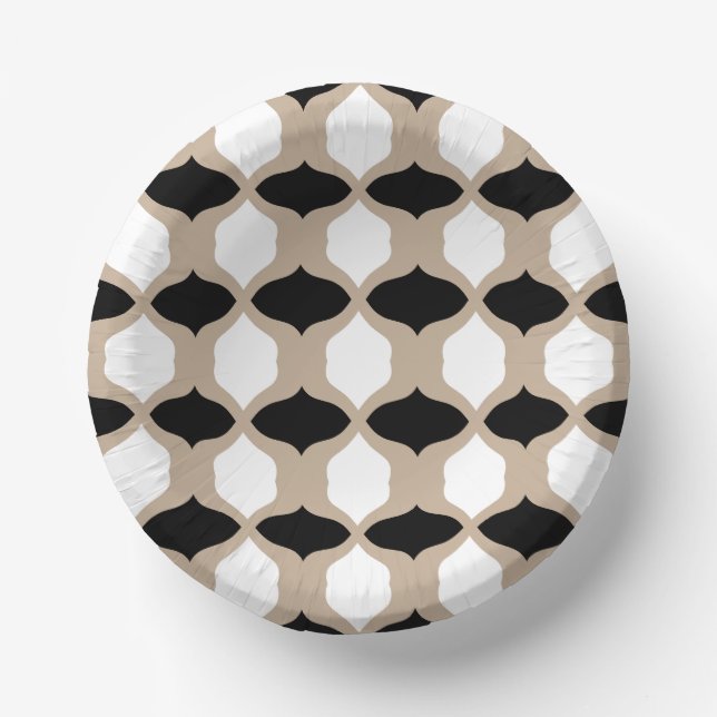 Bols En Carton Courbes douces Motif - Taupe, noir et blanc (Recto)