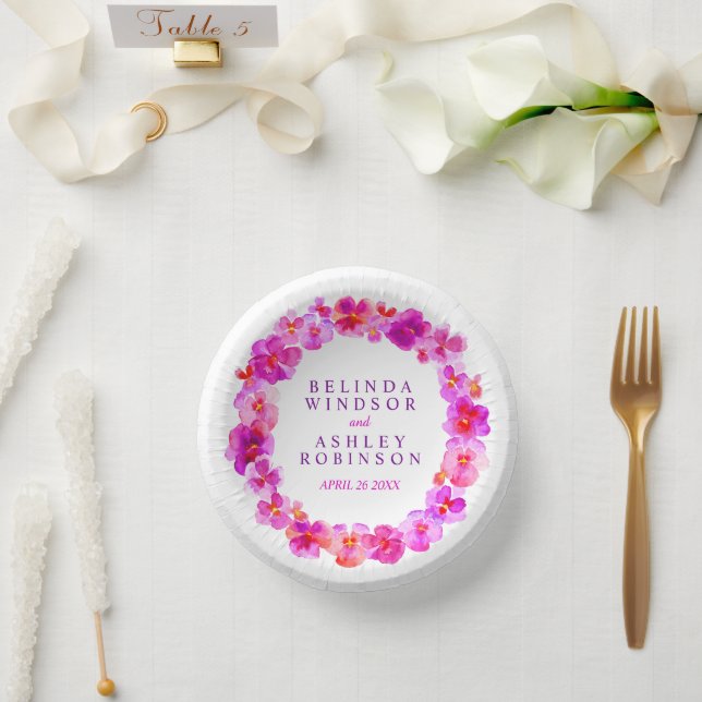 Bols En Carton couronnes d'aquarelle rose mariage personnalisées (Mariage)