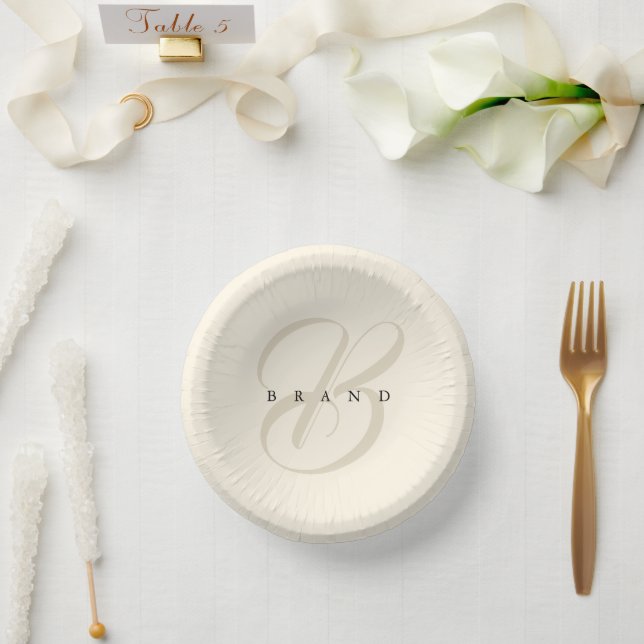 Bols En Carton Crème minimale Beige Elegant Monogram Company (Mariage)