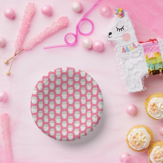 Bols En Carton Cupcake Coeur Rose Frosted Saupoudrer Dessert Amou (Fête)
