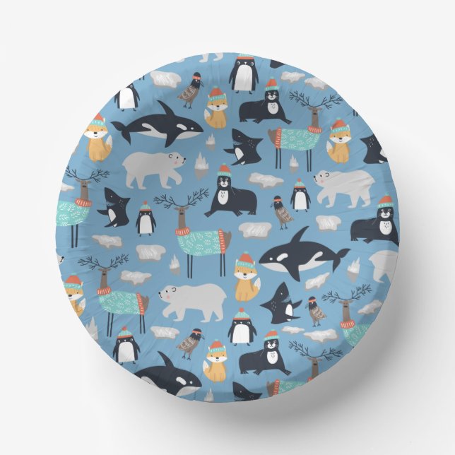 Bols En Carton Cute Arctic Animaux Motif sans couture (Recto)
