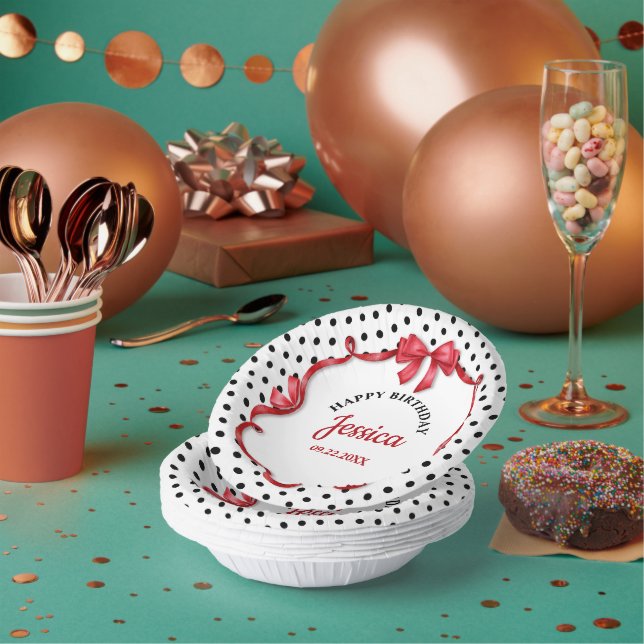 Bols En Carton Cute Crimson Bow Birthday (Multi)