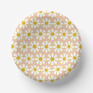 Bols En Carton Cute florale Motif de marguerite Or et Blush