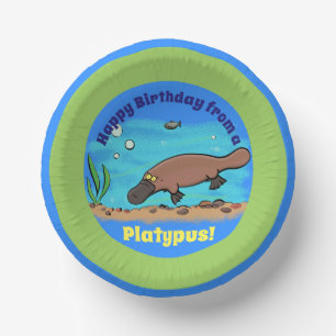 Bols En Carton Cute platypus plaque en papier caricature sous-mar