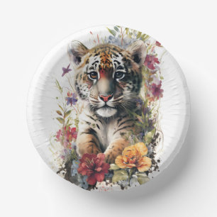 Bols En Carton Cute Watercolor Wild Tiger Anniversaire de enfant 