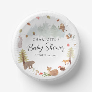 Bols En Carton Cute Woodland Animaux Baby shower d'aquarelle