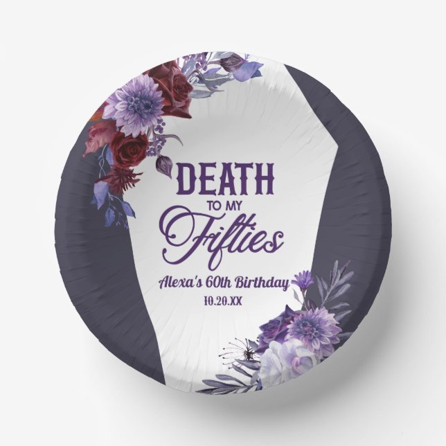 Bols En Carton Décès à mes cinquante Floral 60e Anniversaire (Recto)