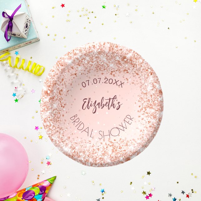 Bols En Carton Douce fête de mariage rose gold nom (Créateur téléchargé)