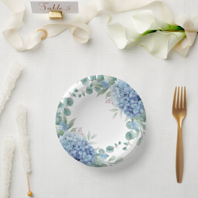 Bols En Carton Douce Mariée Fleurie Hydrangea Bleu (Mariage)