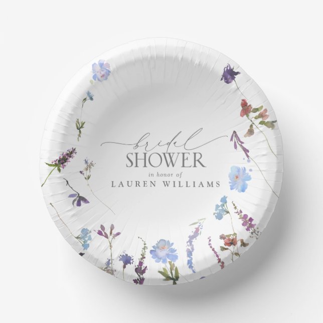 Bols En Carton Douche Fleur sauvage bleu Dusty (Recto)