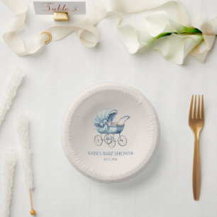 Bols En Carton Elégant Baby shower de transport Vintage bébé bleu