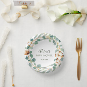 Bols En Carton Elégant Baby shower Floral Eucalyptus