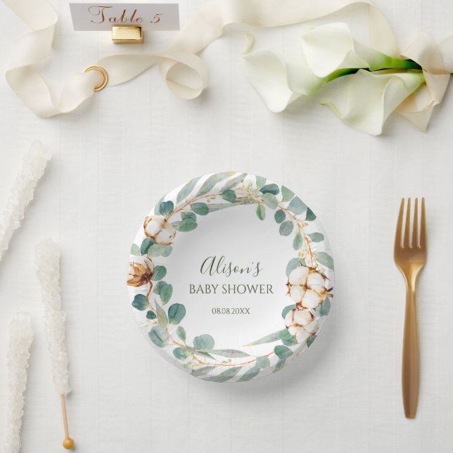 Bols En Carton Elégant Baby shower Floral Eucalyptus (Mariage)