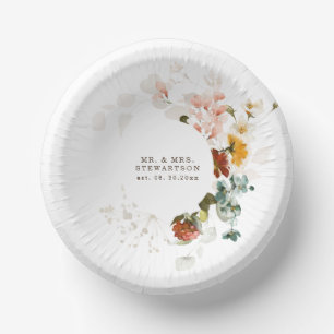 Bols En Carton Élégant mariage de jardin de fleurs sauvages à l'a