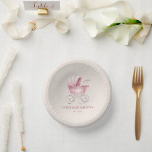 Bols En Carton Élégant Pink Vintage Baby shower de transport bébé
