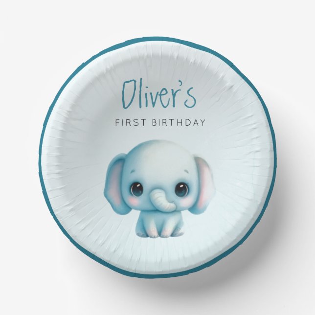 Bols En Carton Elephant garçon 1er anniversaire (Recto)