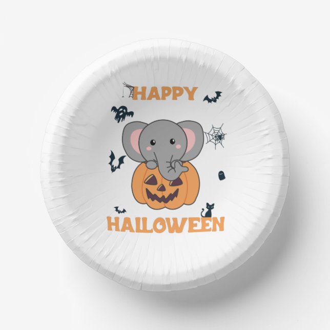 Bols En Carton Elephant In Pumkin Cute Elephant Happy Halloween (Recto)