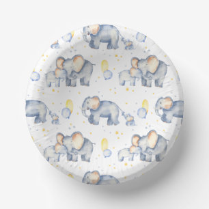 Bols En Carton Eléphant mignon avec Baby shower d'aquarelle maman