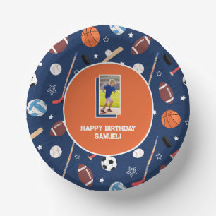 Bols En Carton Enfants Sports Motif Bleu & Orange Photo Anniversa