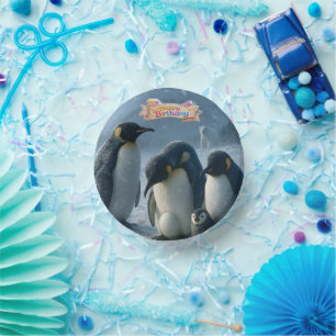 Bols En Carton Famille de manchots empereurs d'anniversaire sept