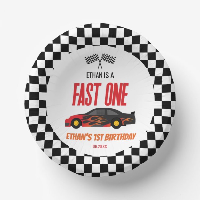 Bols En Carton Fast One Red Flame Race Voiture 1er anniversaire f (Recto)