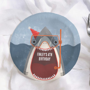 Bols En Carton Fête d'anniversaire estivale piscine aux requins