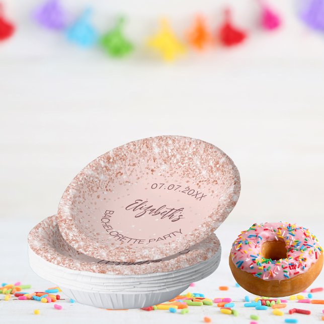 Bols En Carton Fête de fiançailles rose gold confettis nom (Créateur téléchargé)