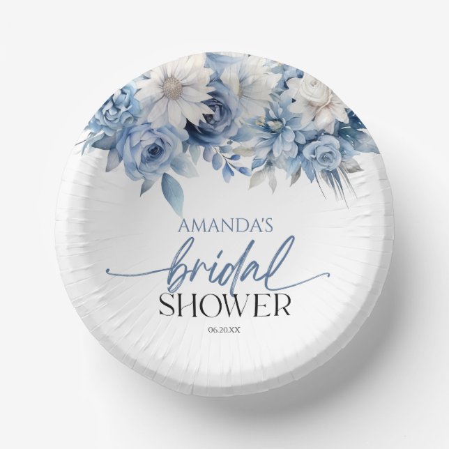 Bols En Carton Fête des mariées aux fleurs bleues poussiéreuses (Recto)