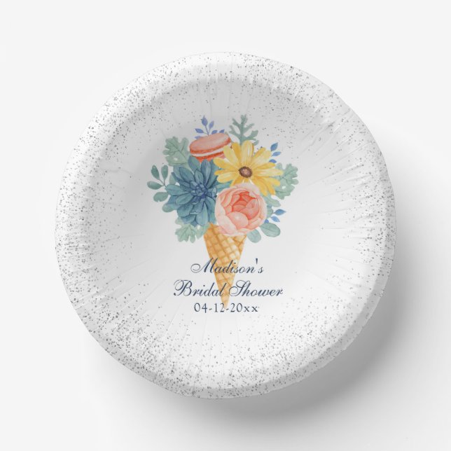 Bols En Carton Fête des mariées de Macaron Floral Succulent (Recto)