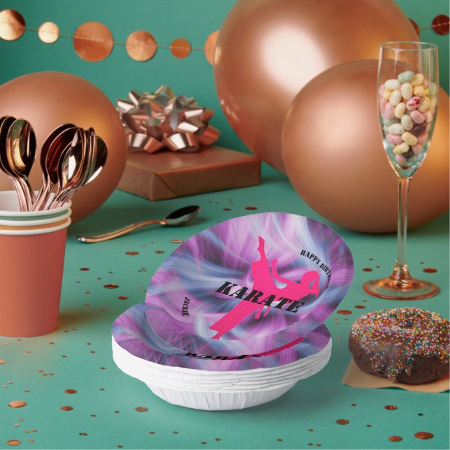 Bols En Carton Filles Karate fête d'anniversaire (Multi)