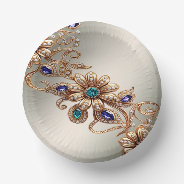 Bols En Carton Fleurs de bijoux en or élégant (Recto)