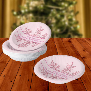 Bols En Carton Flocon de neige rose Glam mignonne fête de Noël