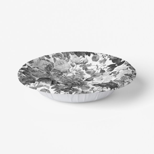Bols En Carton Floral Vintage noir blanc (Angulaire)