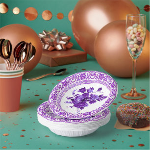Bols En Carton Floral vintage Violet Et Blanc