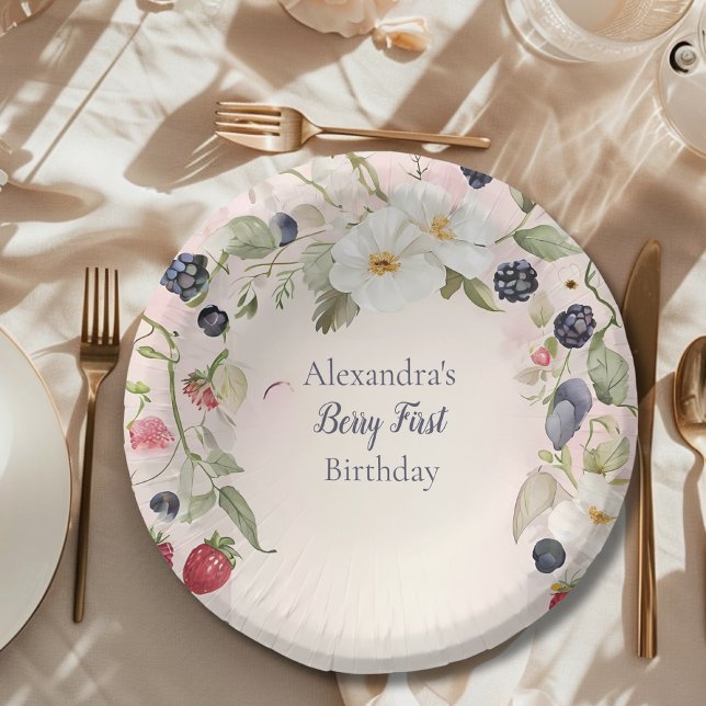 Bols En Carton Fraise Berry 1ère fête d'anniversaire (Créateur téléchargé)