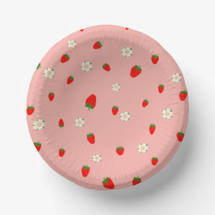 Bols En Carton Fraises et Fleurs