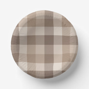 Bols En Carton Gingham à carreaux marron clair Terre Neutre 