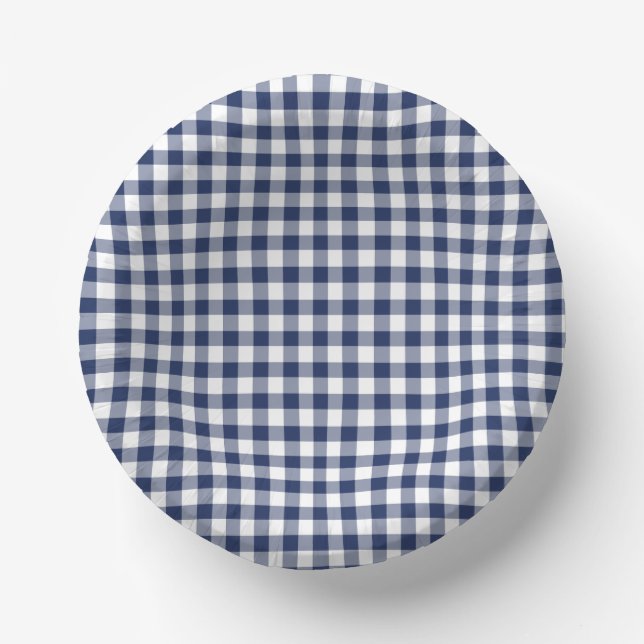 Bols En Carton Gingham Classique Bleu Nuit (Recto)
