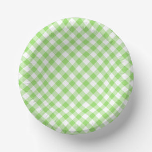 Bols En Carton Gingham Rétro Vert Printemps