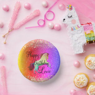 Bols En Carton Glittery Rainbow Unicorn Anniversaire